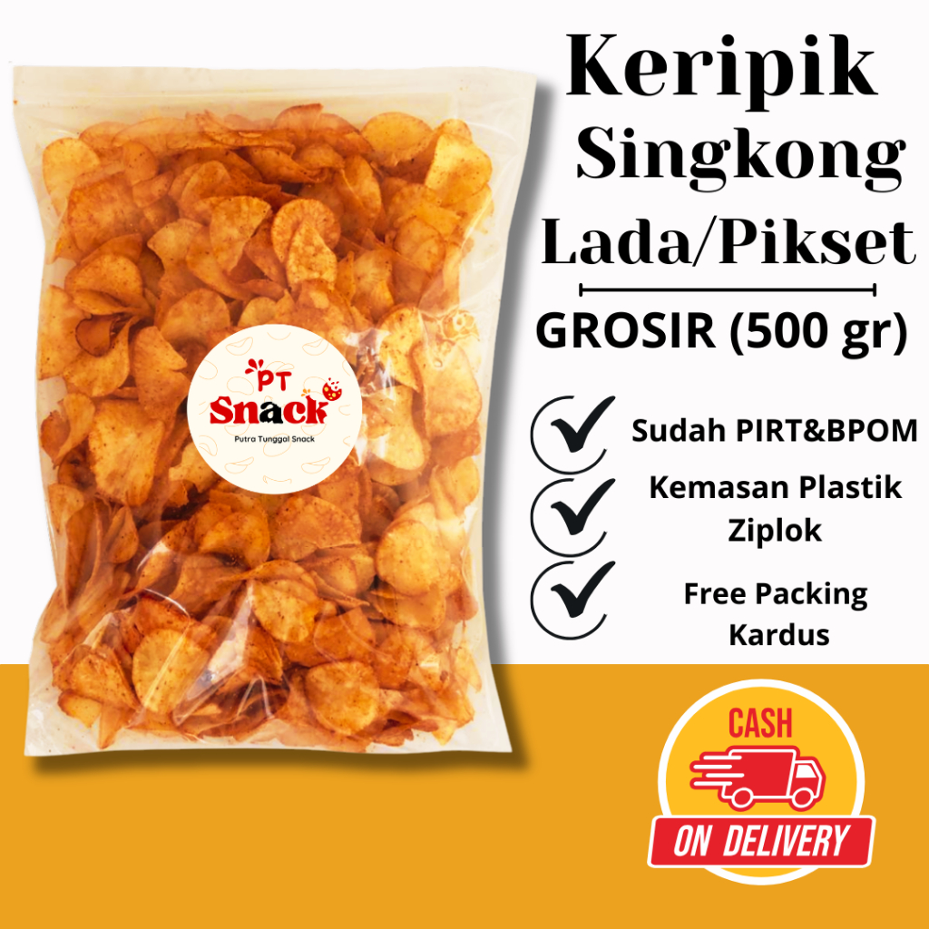 

[ PT SNACK ] Keripik singkong lada pikset 500 gr aneka cemilan camilan pedas