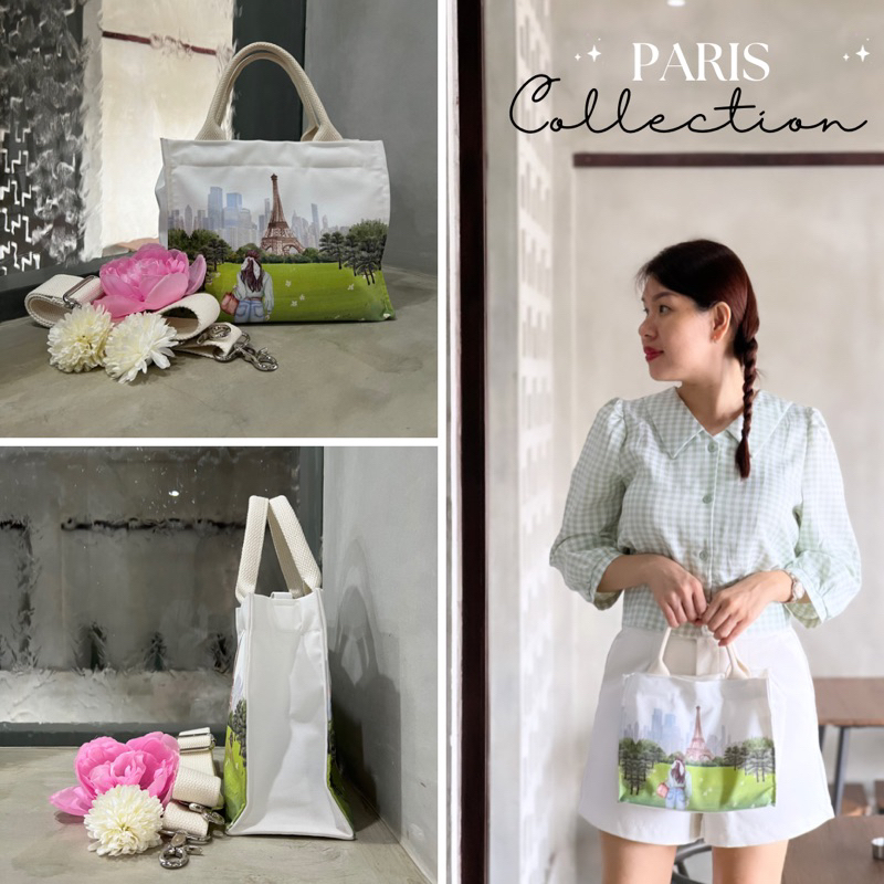 Tas kanvas wanita / sling canvas bag / tas selempang wanita / PARIS / lylia doodwear