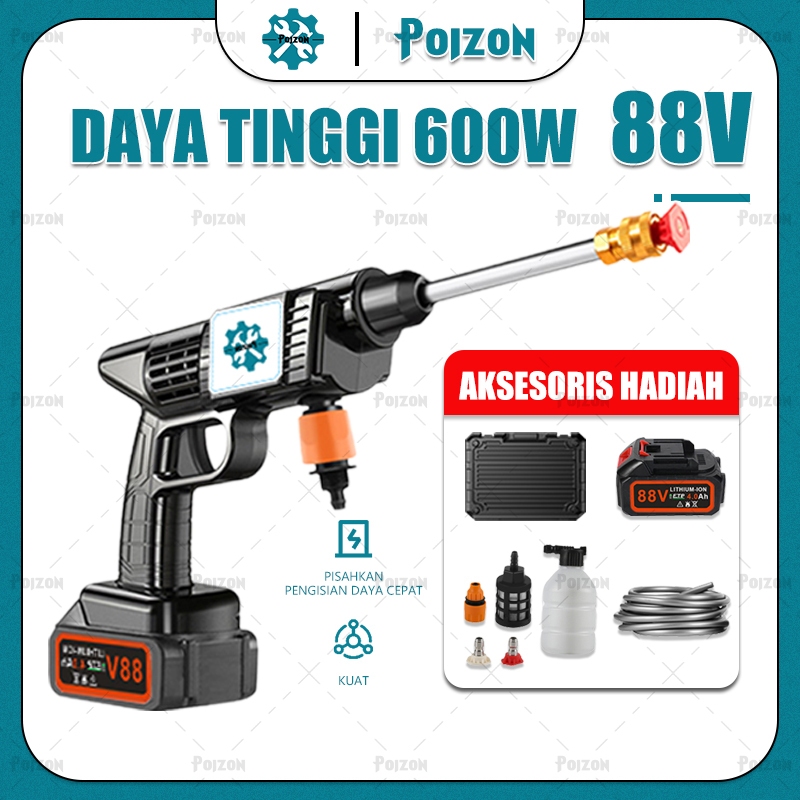 Poizon 88V Alat Nirkabel Portabel Alat Cuci Mobil Sprayer Mesin Cuci Mobil Alat Pembersih Sepeda Mot