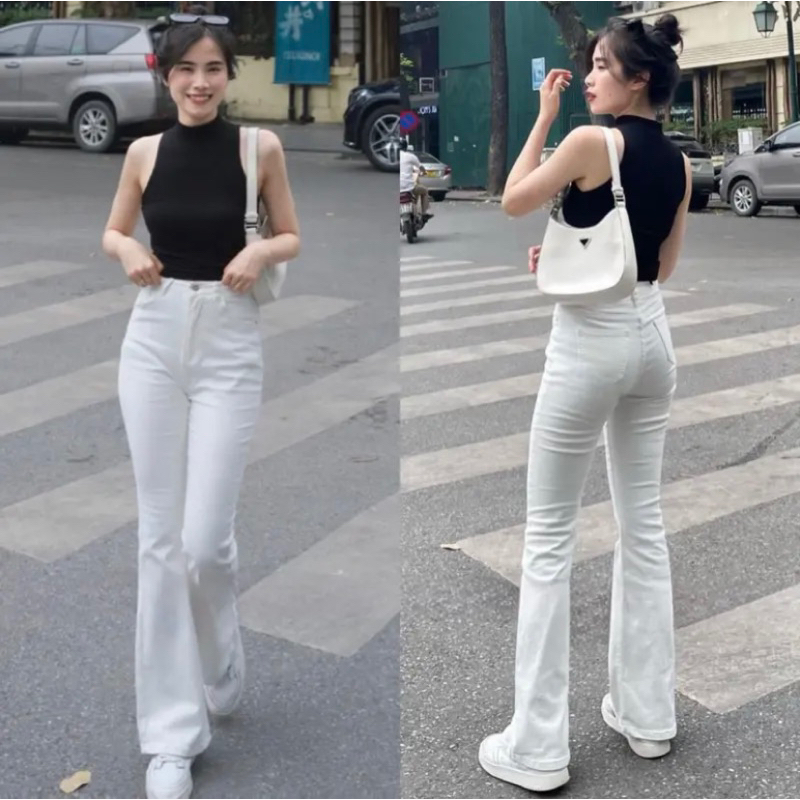 celana jeans wanita cutbray stretch putih celana cutbray highwaist