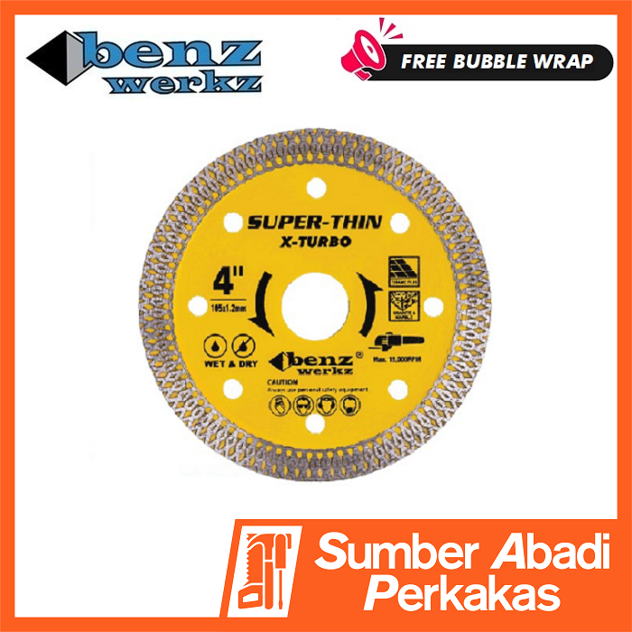BENZ Diamond Wheel X Turbo 4 Inch Mata Potong Granit Keramik Kuning Batik