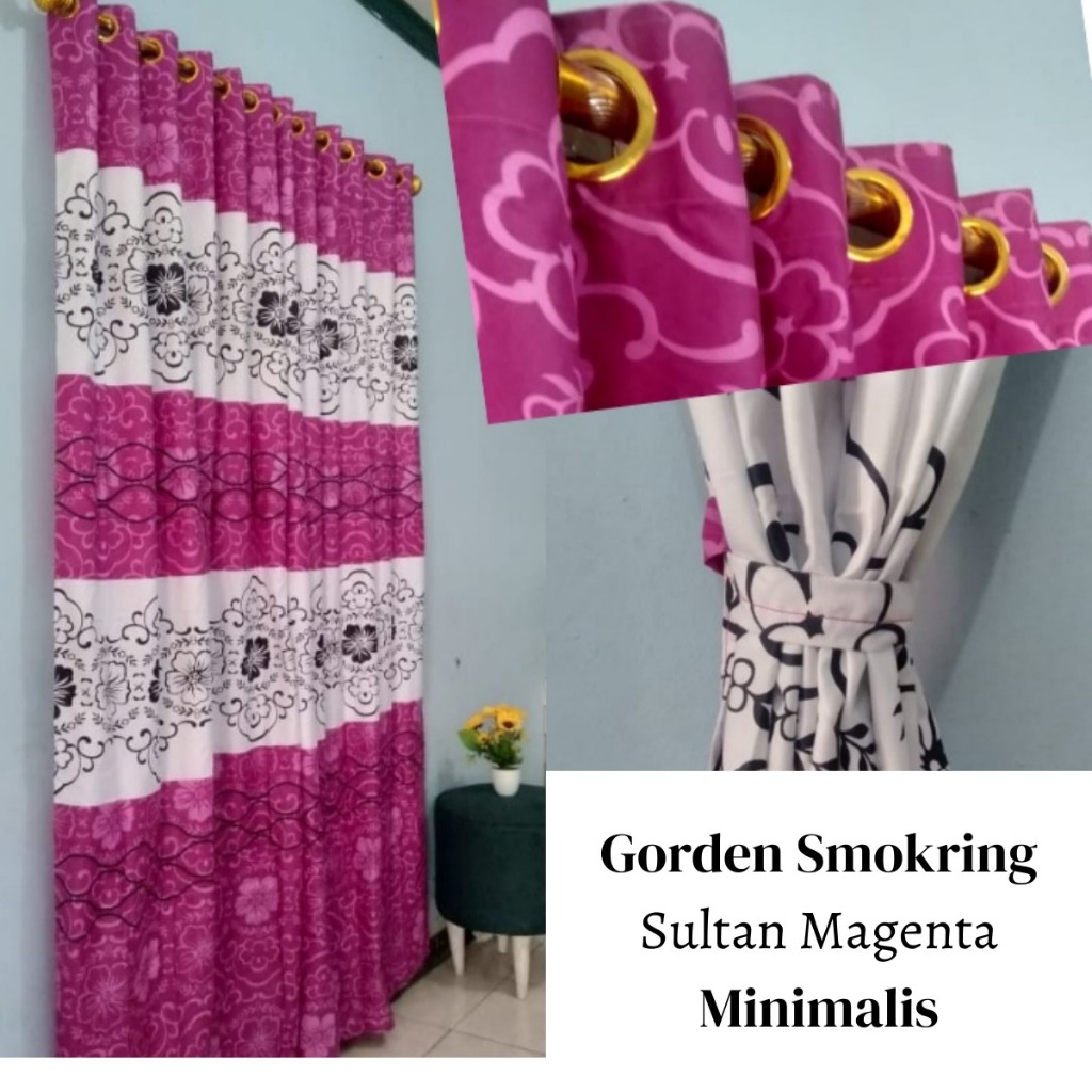 MOTIF TERBARU Gorden Smokring 12 Ring 110x220 cm/Gorden Ruang Tamu 2022/Tirai Pintu Dan Jendela/Hord
