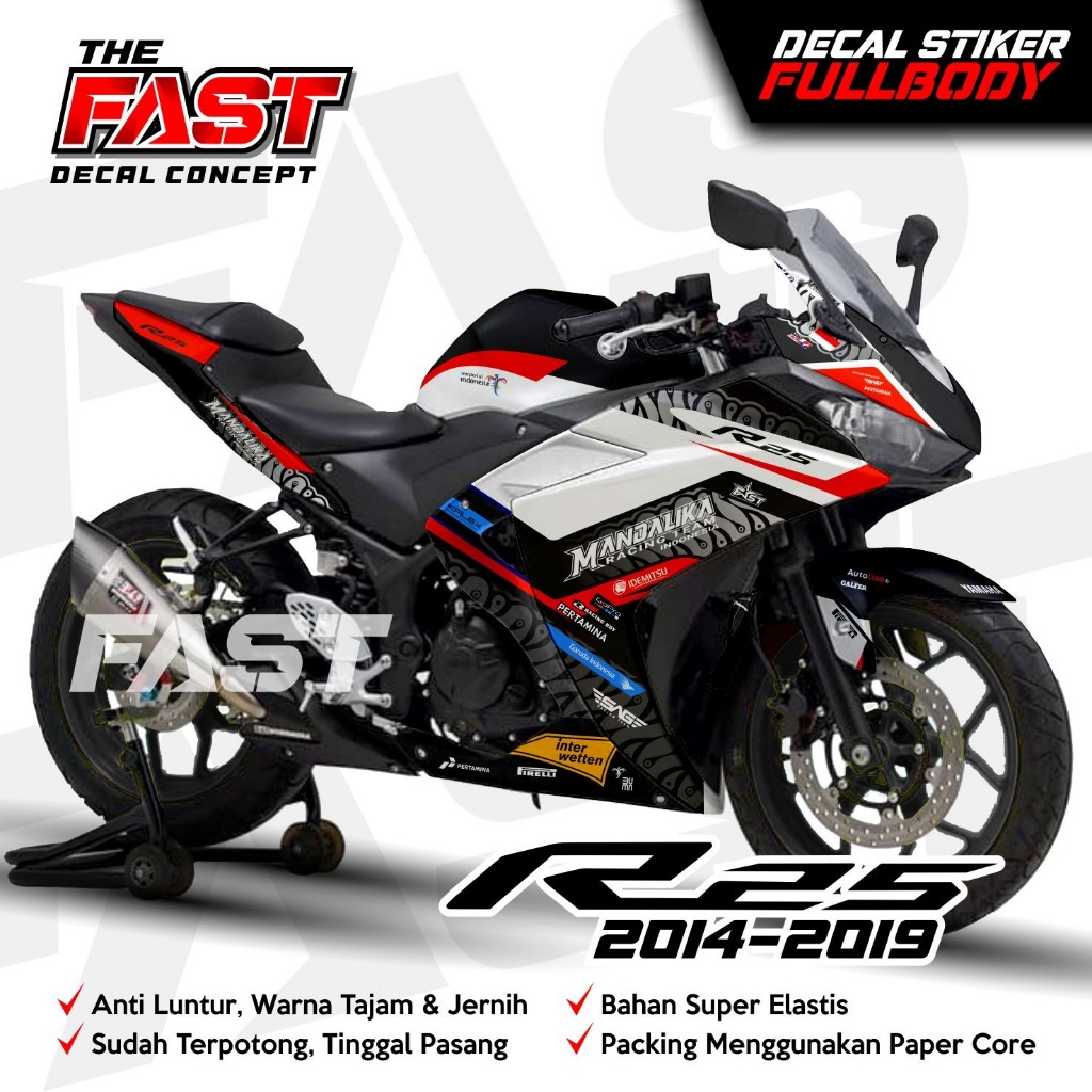 Decal Sticker Yamaha R25 Fullbody Mandalika Custom Decal stiker YZF R25 / stiker r25 full body desig