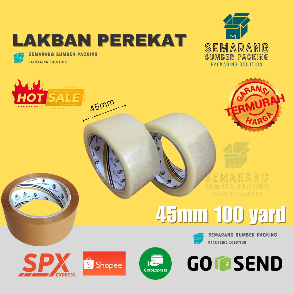 

Lakban selotip perekat isolasi bening 45x100yard 45mm 100yard clear