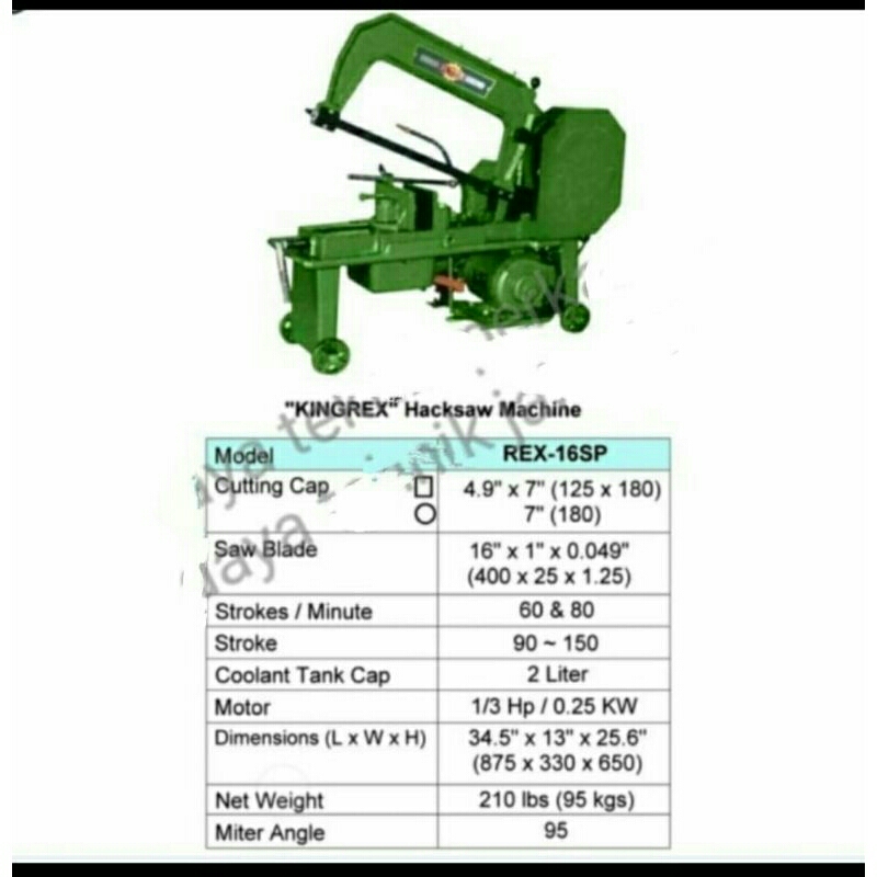 Mesin gergaji king rex 16" - hacksaw machine rex-16sp