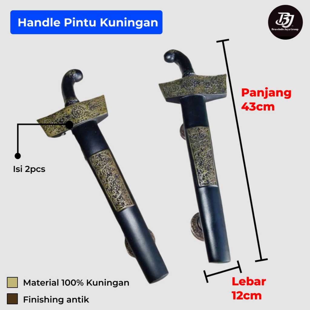 Handle Pintu Keris Ukir Besar - Handle Pintu Keris Kuningan