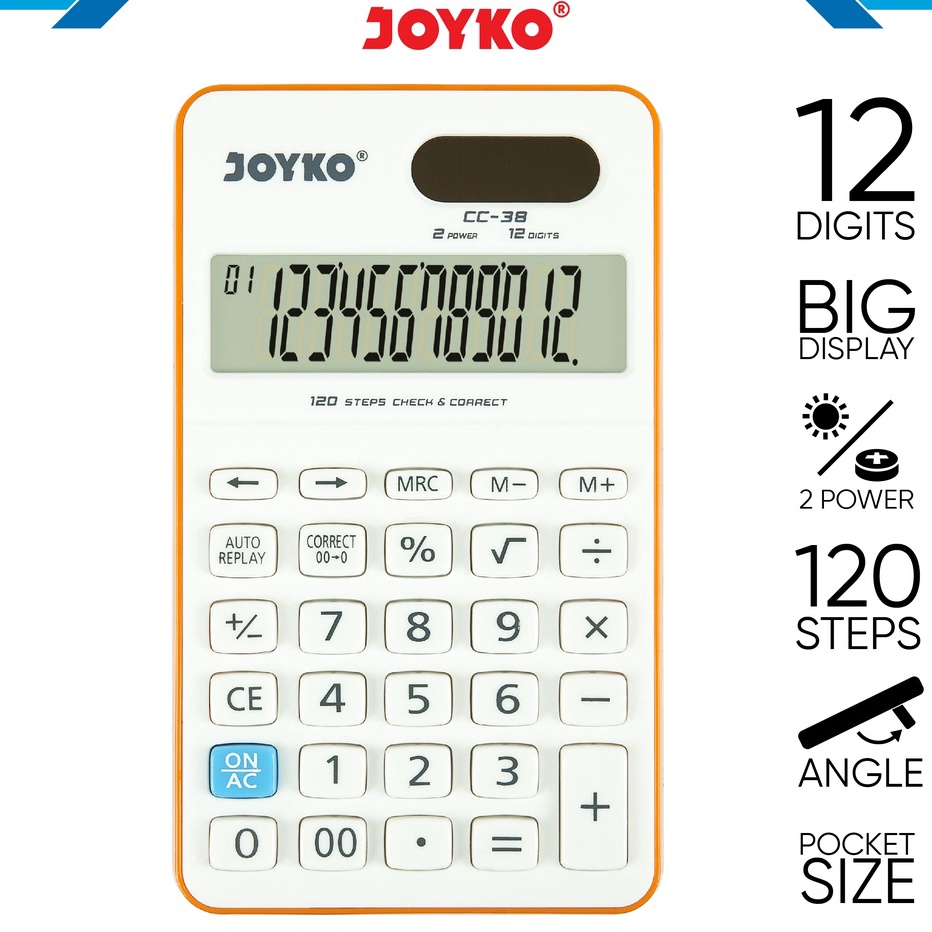 

Baru Calculator Kalkulator Joyko CC-38 12 Digits Check Correct