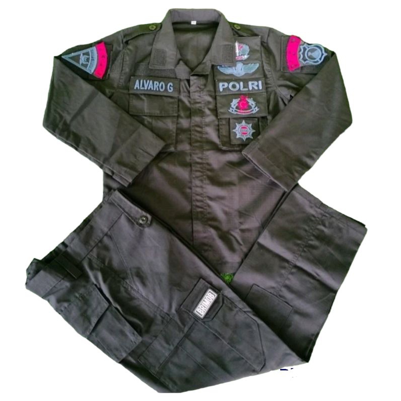 baju pdl BRIMOB/POLRI lengkap nama dan logo daerah BAJU TACTICAL