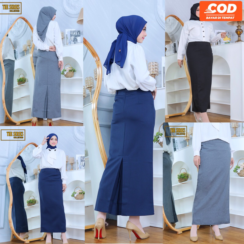 ROK SPAN RAMPEL BELAKANG Rok Kerja Wanita Panjang  Model Rempel Belakang / Rok Formal Kantor / Rok S
