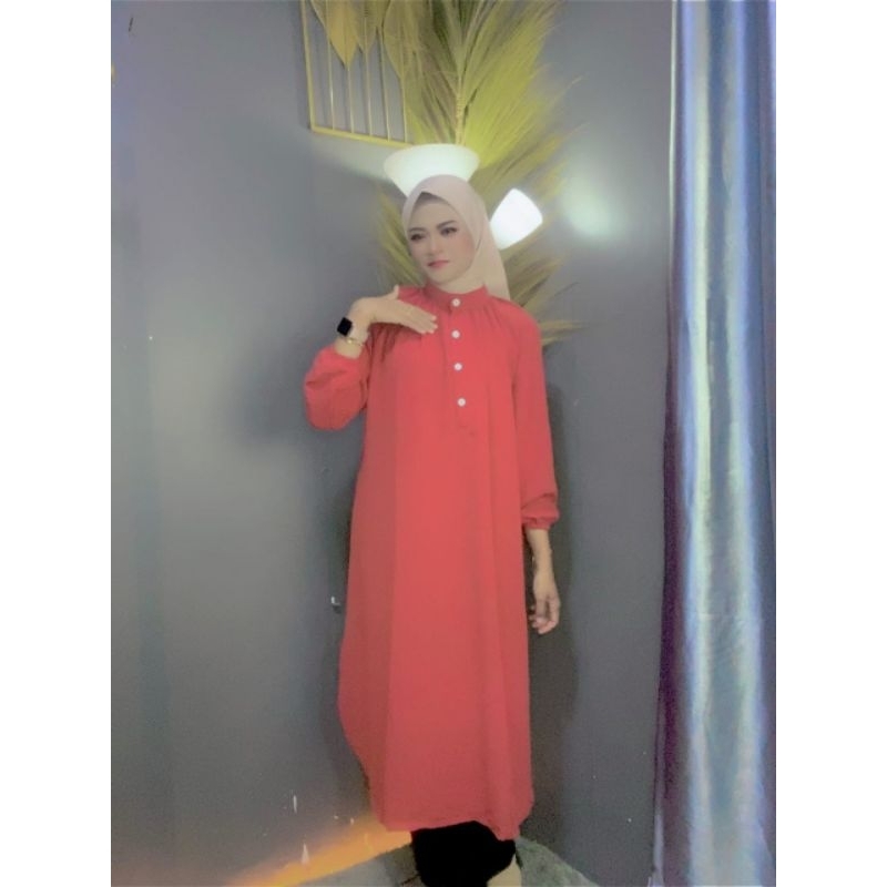 Baju Long Dres Tunik Crinkle Atasan Wanita Muslim Jumbo Ld 120