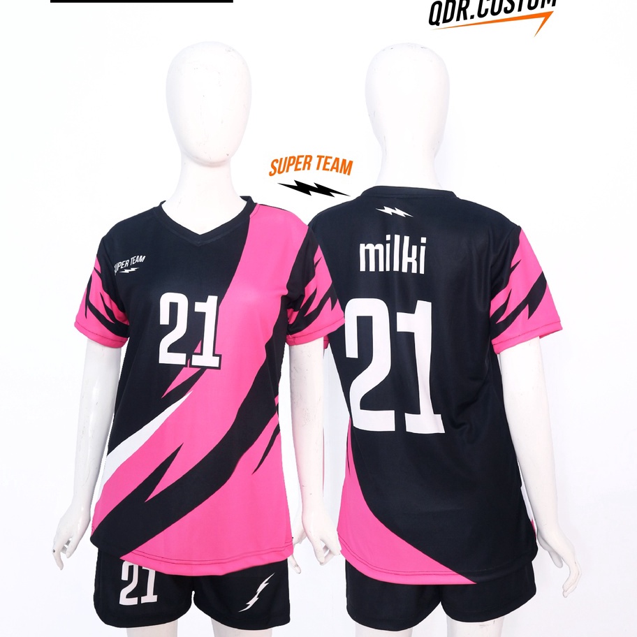 ✶Diskon,,✶ JERSEY VOLI CEWEK VB 13 SUPERTEAM BAJU VOLLY WANITA QDR COSTUM