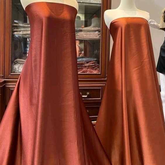 1/2 Meter Bahan Kain Satin Maxmara Polos Original Warna Teracota Bata