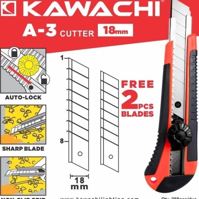 

Ready Cutter besar + Refill isi 2pcs / cutter KAWACHI 18mm