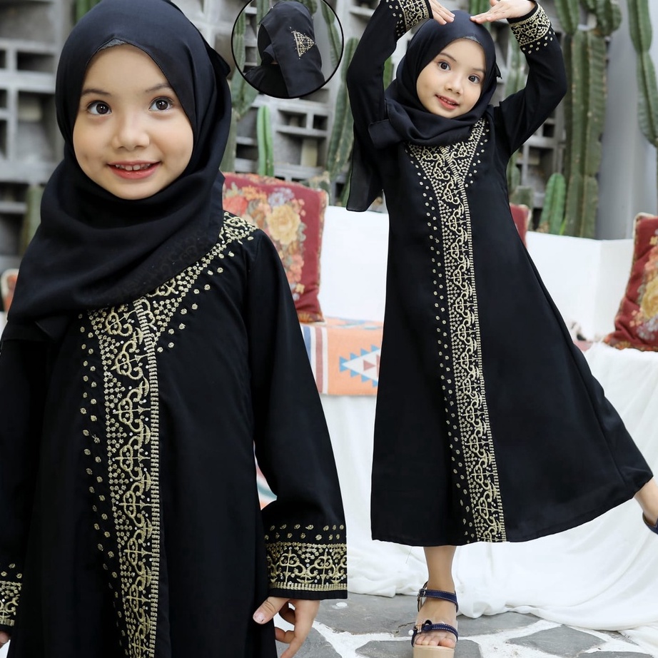 Promo Gamis Anak Perempuan umur 11 12 tahun Abaya Anak Kimono Muslim Anak Perempuan Abaya Jetblack Y