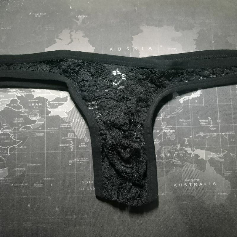 Thong Pria / Gstring Pria renda hitam