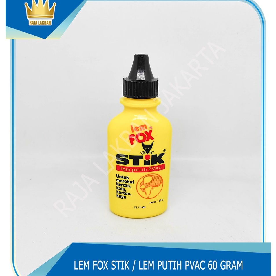 

Ready LEM CAIR FOX STIK PVAC 60 GR ( BOTOL KUNING ) - PER BOTOL