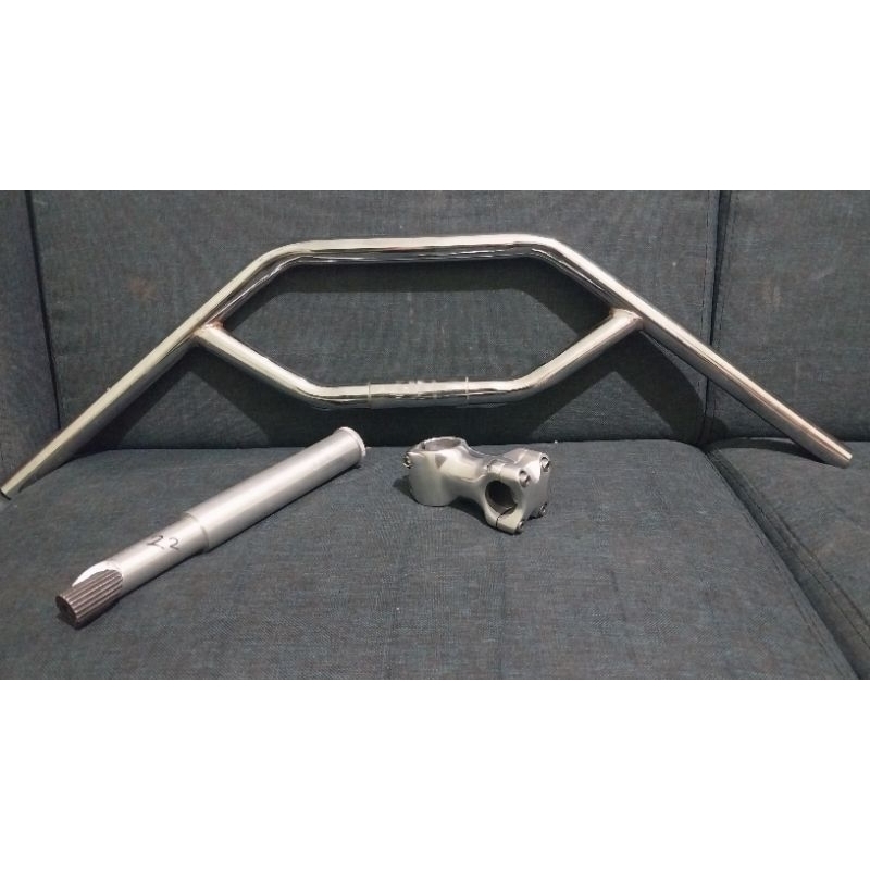 Stang / Handlebar jones loop bar, Insert panjang 15cm alloy, Stem chrome 60mm uk standar