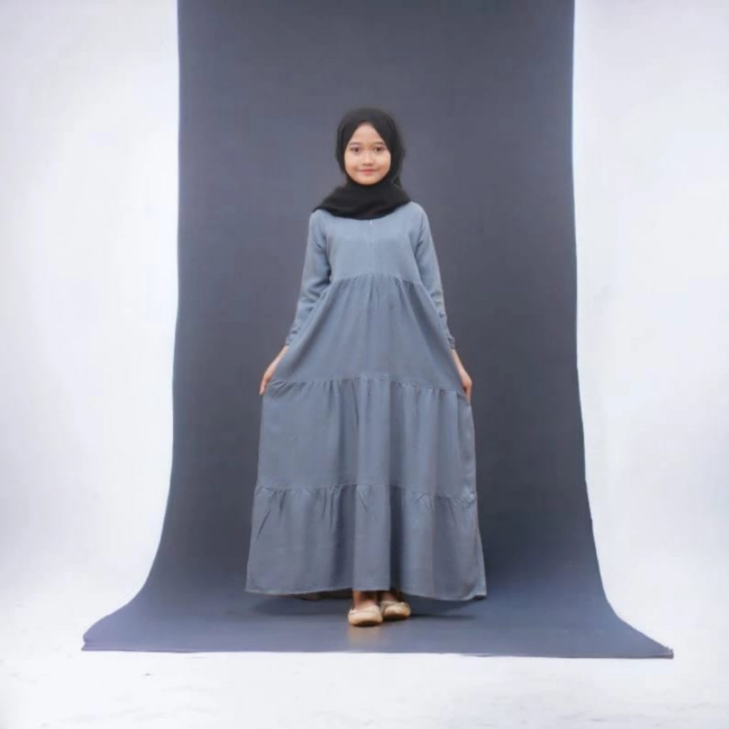 gamis anak 7- 12 tahun warna denim