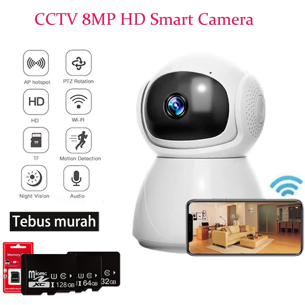 【Bisa dikirim hari ini】CCTV Wifi Snowman Kamera IP CCTV HD 8MP 360 PTZ  Anti Air AP Mode Wifi Indoor