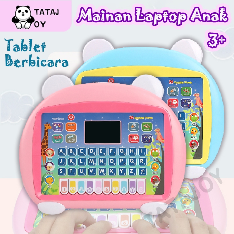 Tatajoy Mainan Laptop Anak Tablet Belajar Mainan Edukasi Anak Dengan Layar LED Belajar Tablet Mainan Alfabet Piano Tablet Berbicara