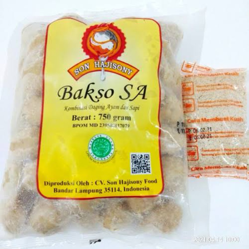 

[ASLI] Bakso Sony Son Haji SA (Sapi Ayam) Isi 50 Butir @750 Gram