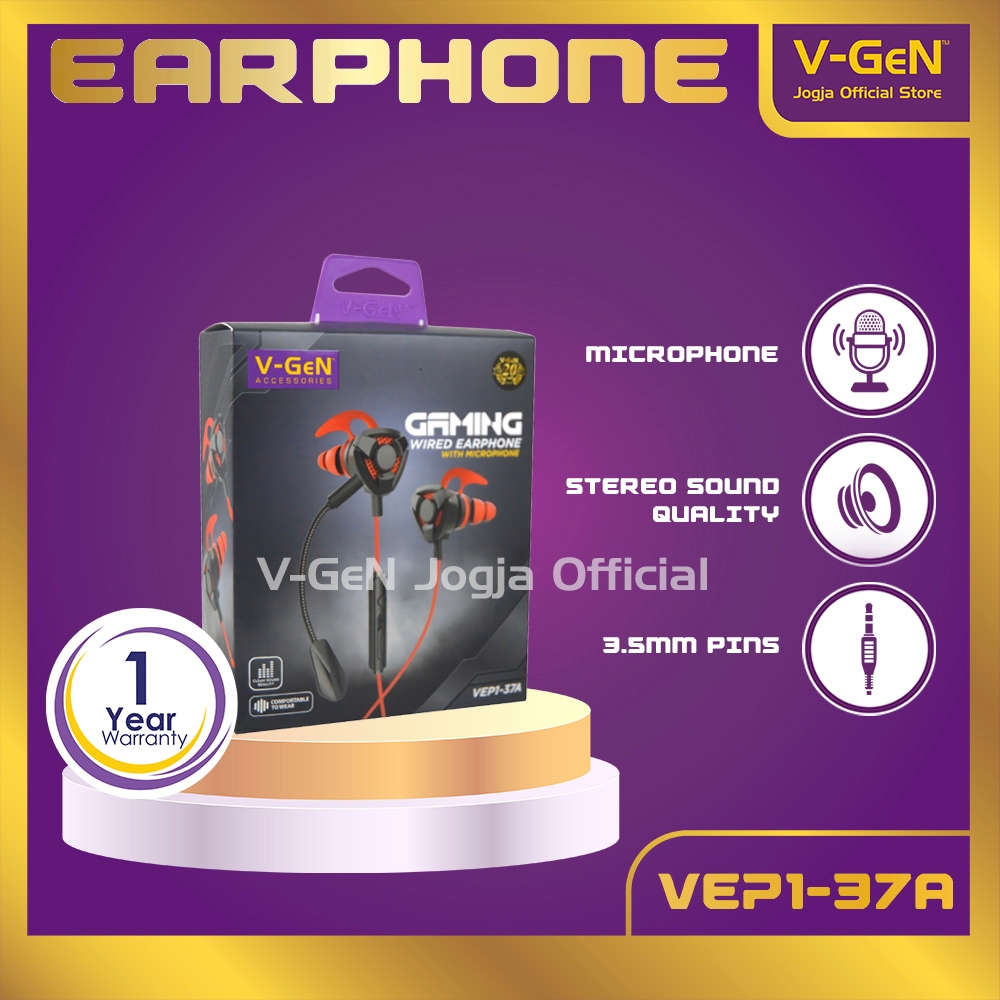Earphone Gaming V-GeN Vep1-37A with extended mic and mini clip
