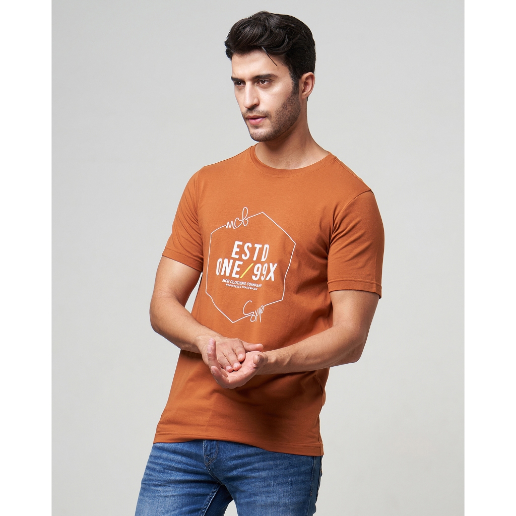 MCB T-shirt Pria Reguler Fit Hexsagon Kaos Caramel Cafe Ripple Green Shirt | 0105073.06073