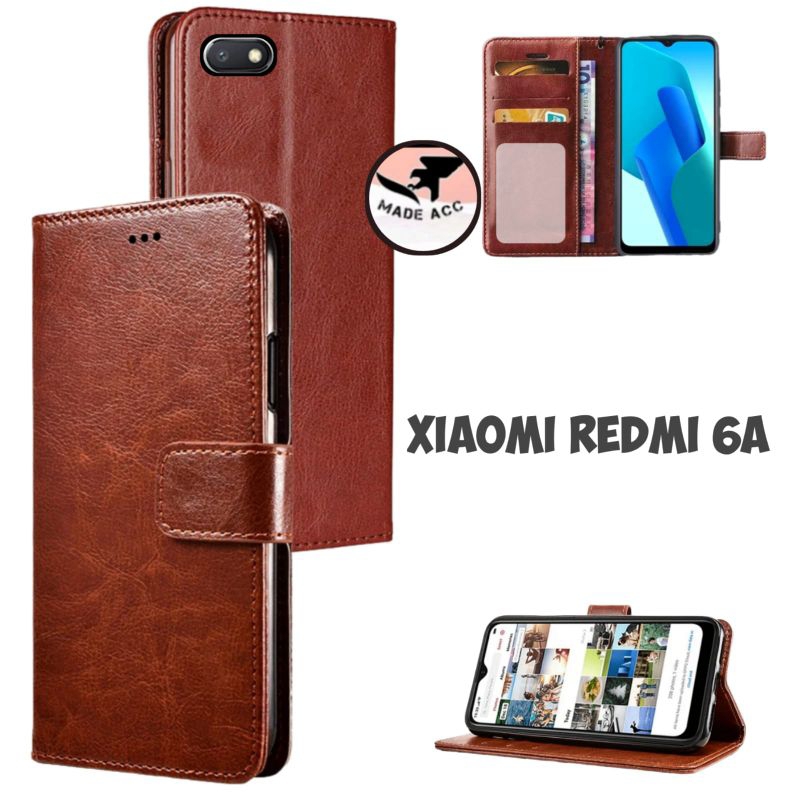 XIAOMI REDMI 6A Casing dompet flip cover leather case kulit premium