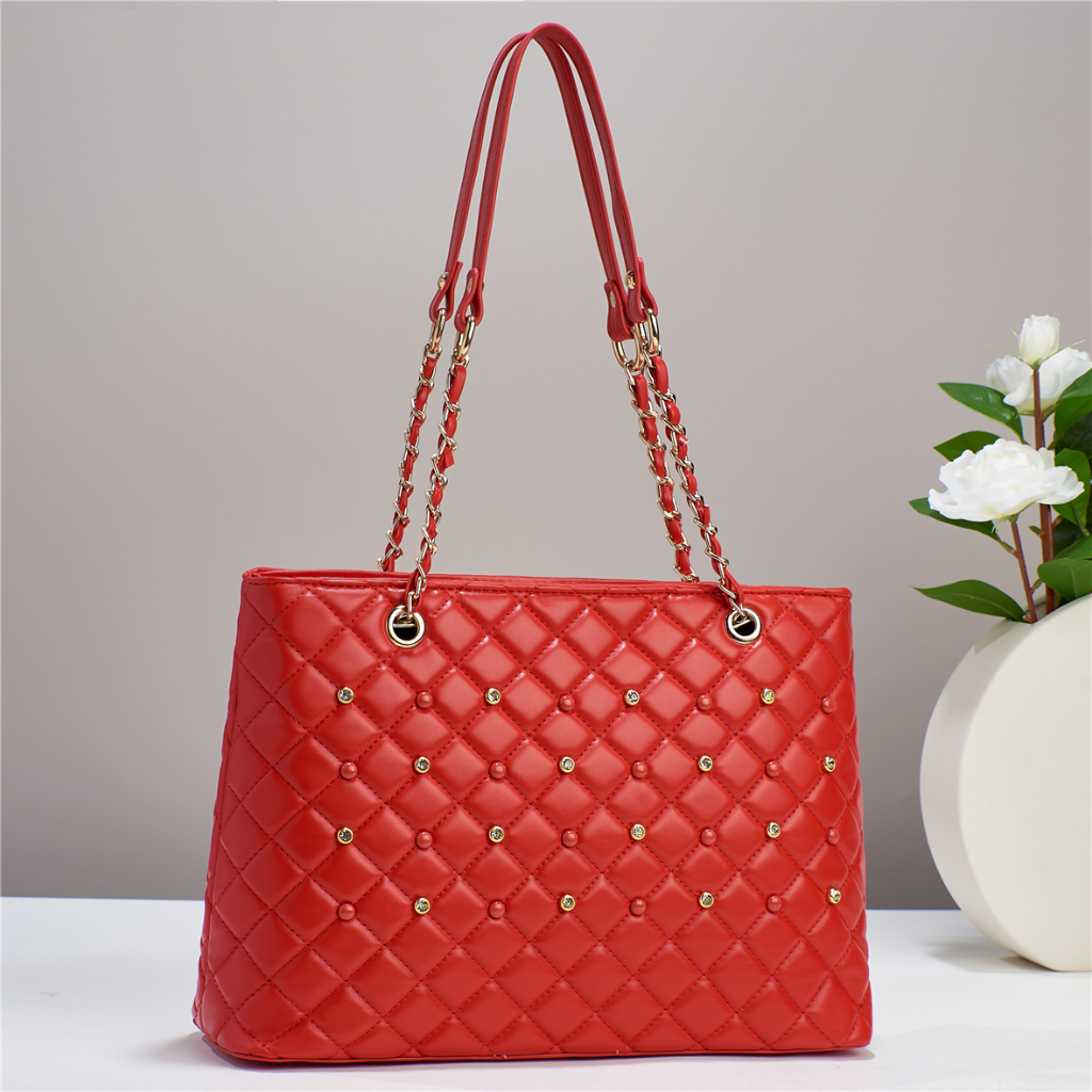 TOKOMEDAN1 - 1823 Totebag Wanita Tali Rantai Import Premium Tas Bahu Kerja Cewek Tas Selempang Besar