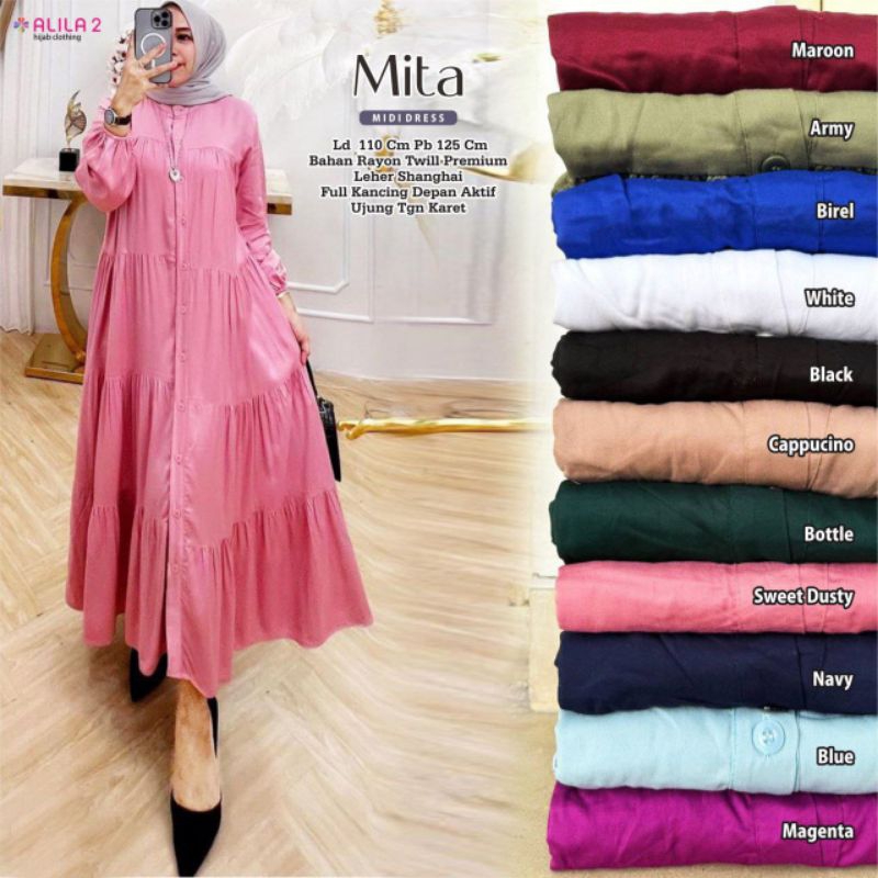 MITA MIDI DRESS RAYON TWILL PREMIUM KERAH SANGHAI BY ALILA