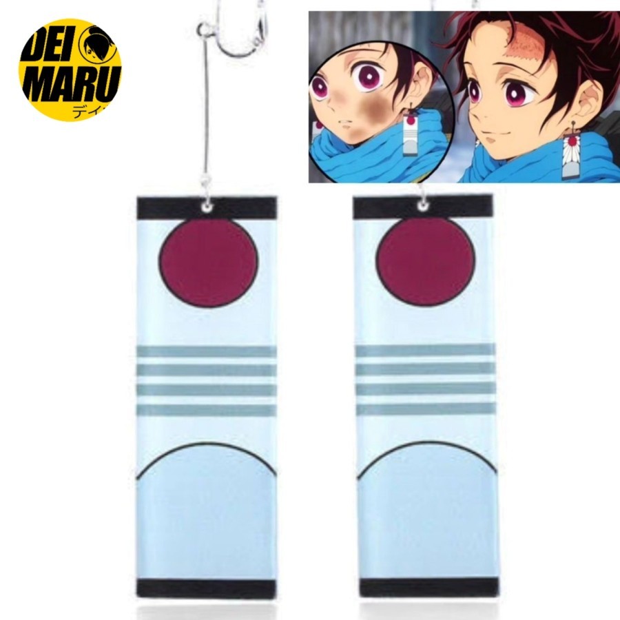 Anting Tanjiro Kamado Hanafuda Cosplay Anime Kimetsu No Yaiba Demon Slayer