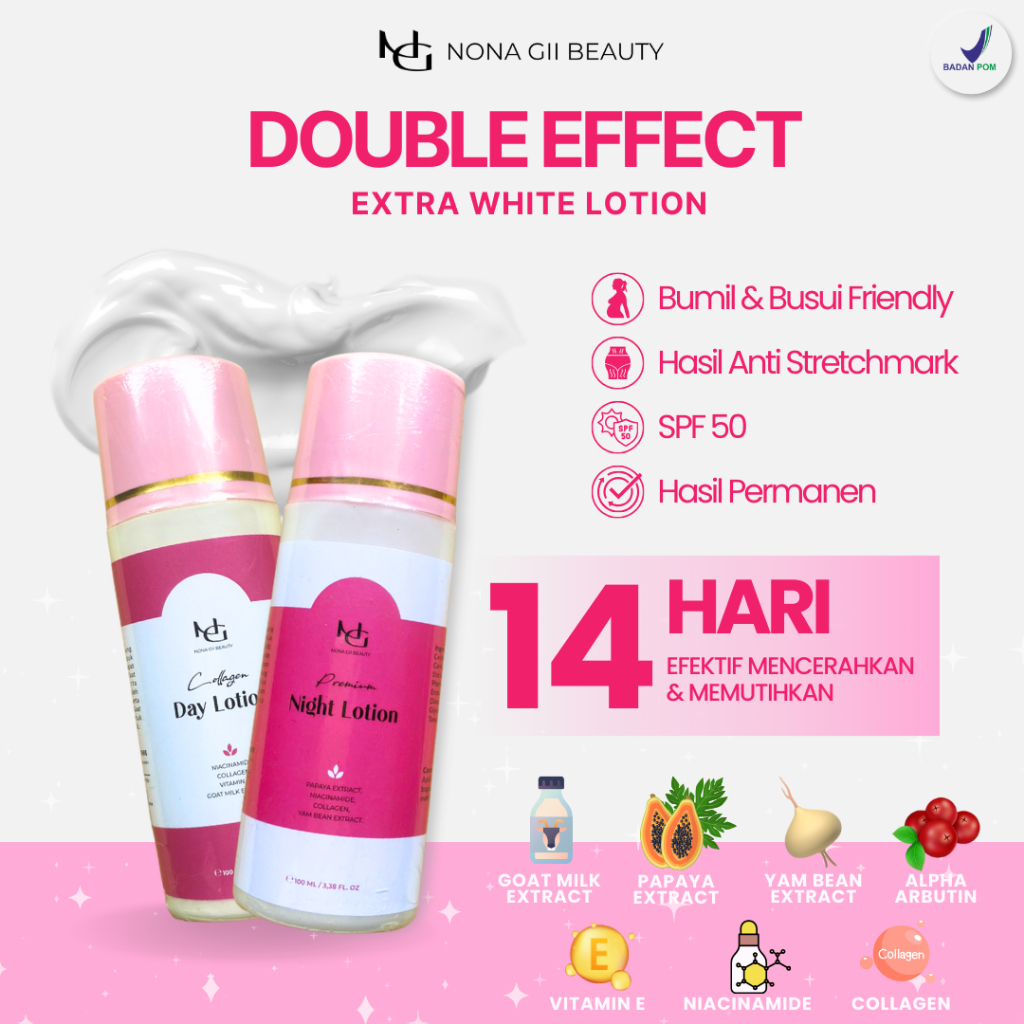 NONA GII HB Lotion Pemutih Kulit Double Effect Collagen BPOM | Body Bleaching Cream