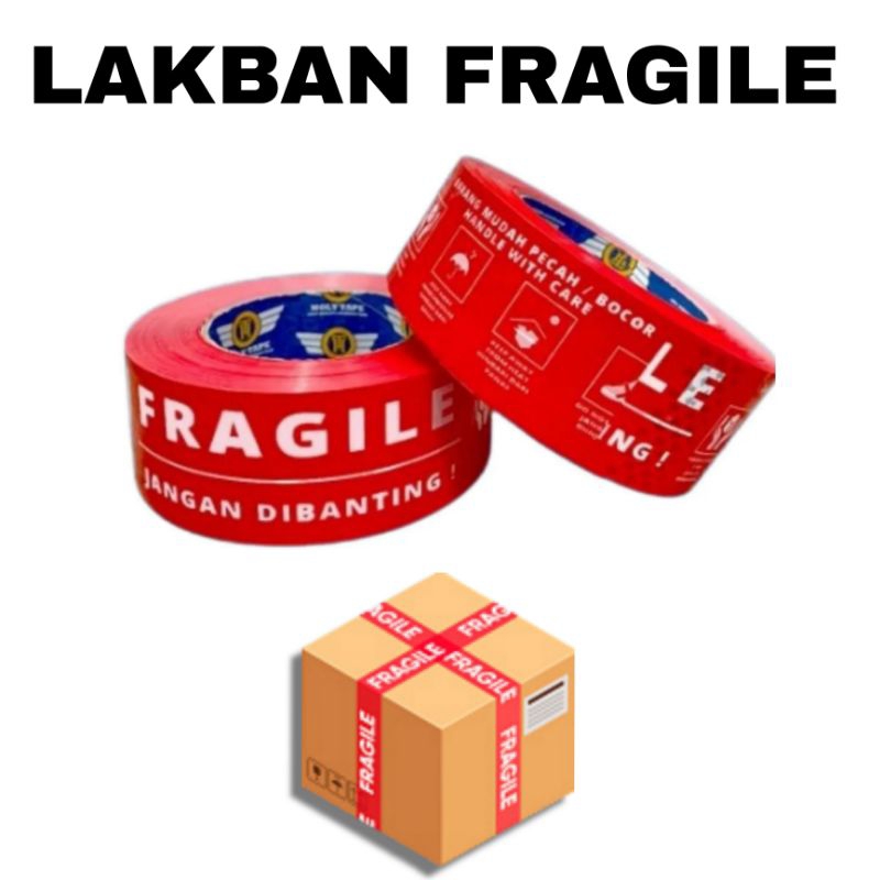 

Lakban Fragile Jumbo 2" 300yard Lakban Jangan Dibanting Isolasi fragile
