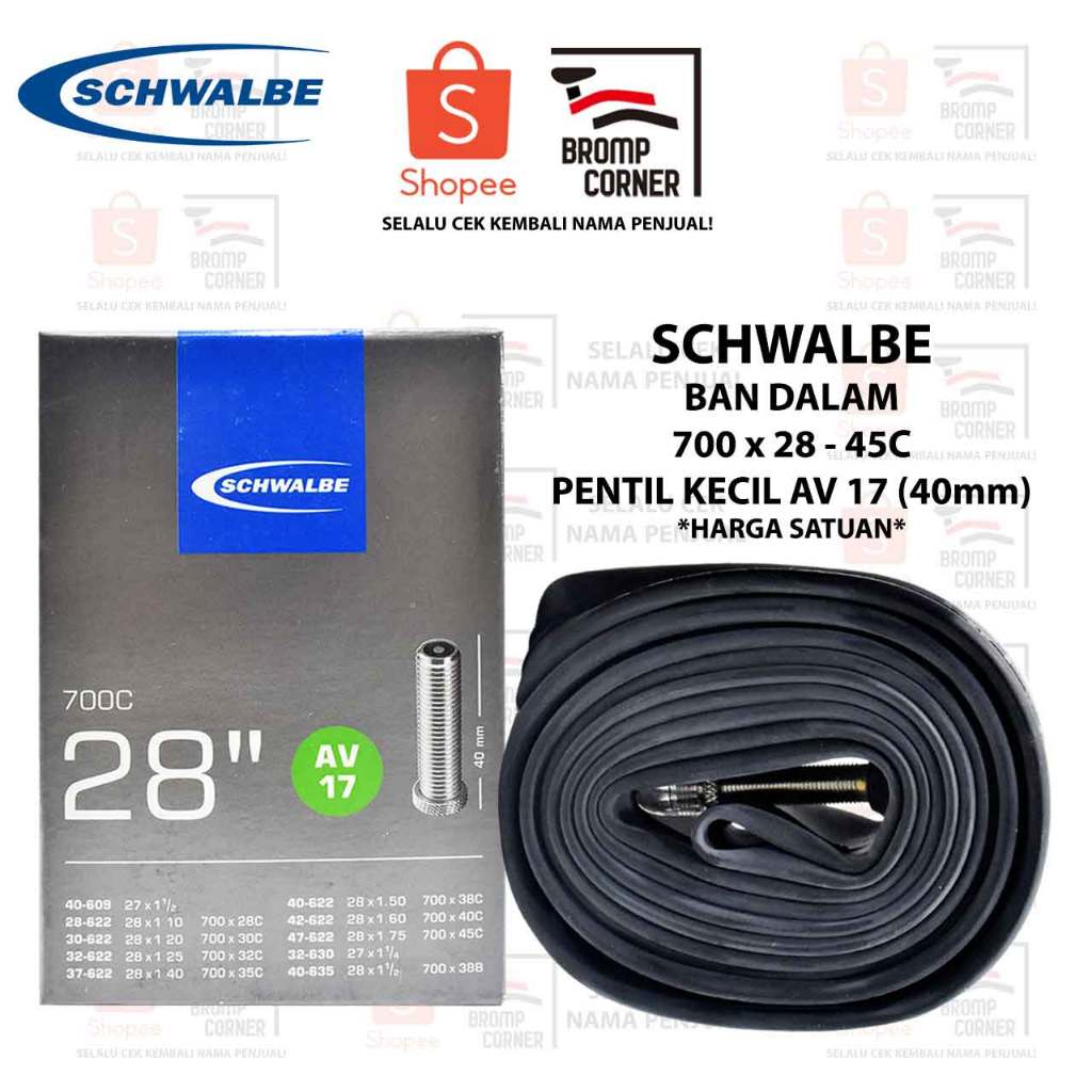 SCHWALBE BAN DALAM 700 x 28 - 45C PENTIL BESAR 40mm AV 17