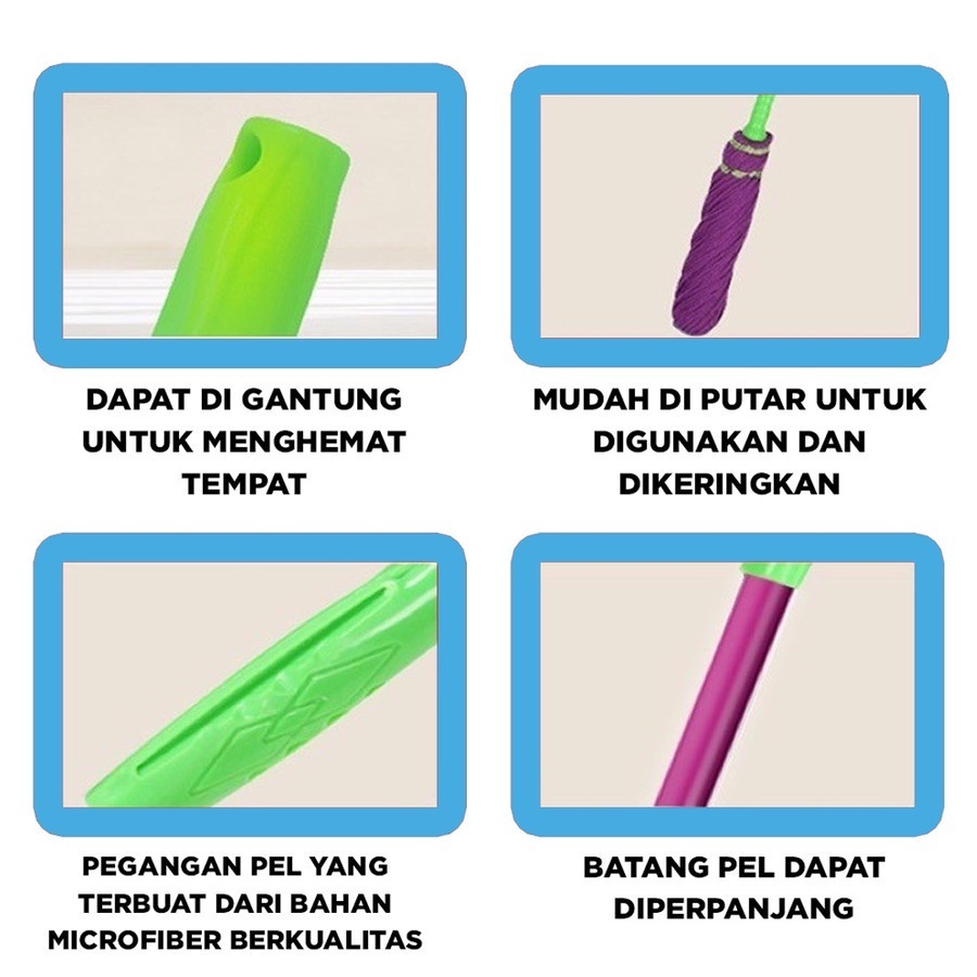 Alat Pel Lantai Putar Otomatis Magic Twist Mop Alat Pel Lantai Peras Otomatis BCT3903