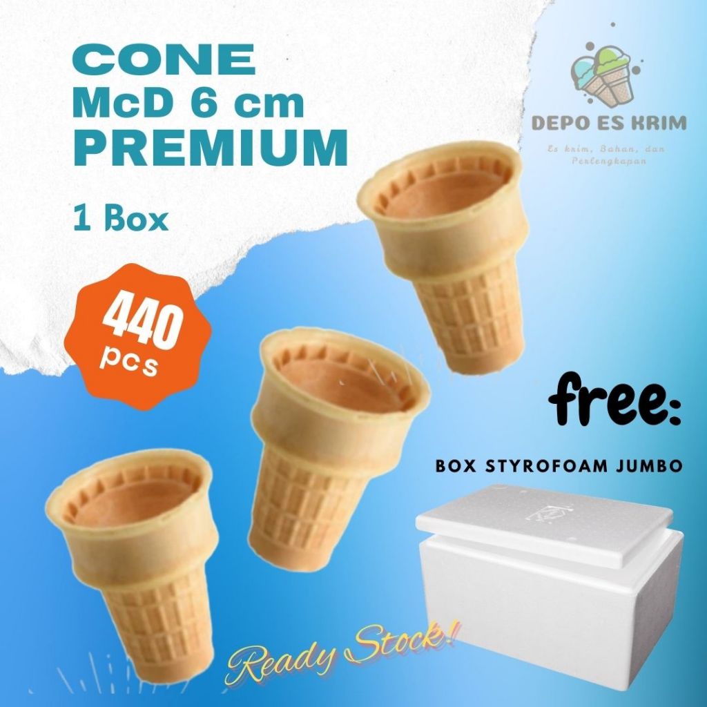 Cone McD Besar 440 pcs + Box Styrofoam (Contong Ice Cream Corong Opak Kerupuk Cuncum Es Krim)