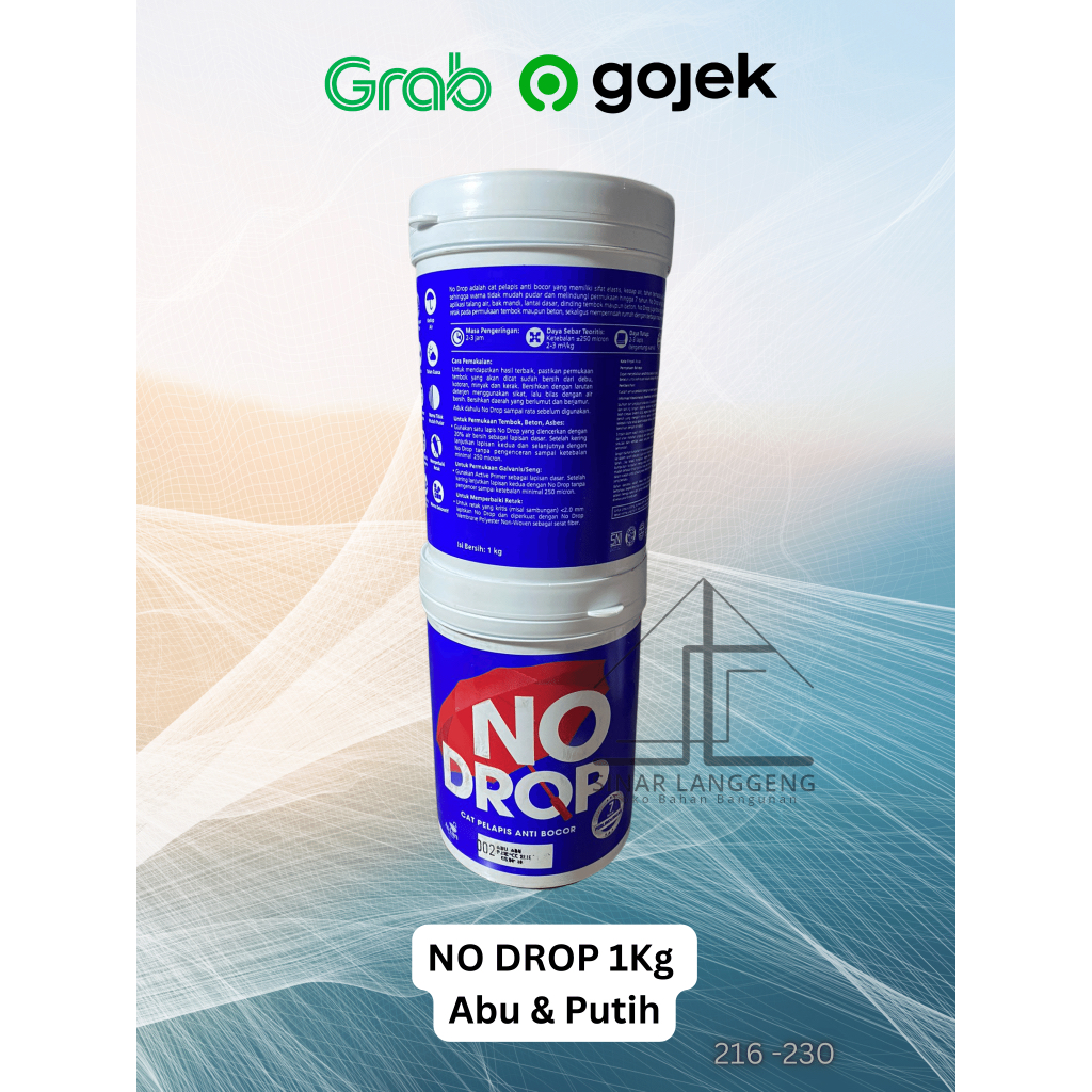 NO DROP 1Kg, Warna Abu dan Putih. Cat Pelapis Talang, Cat anti Bocor （216-230）