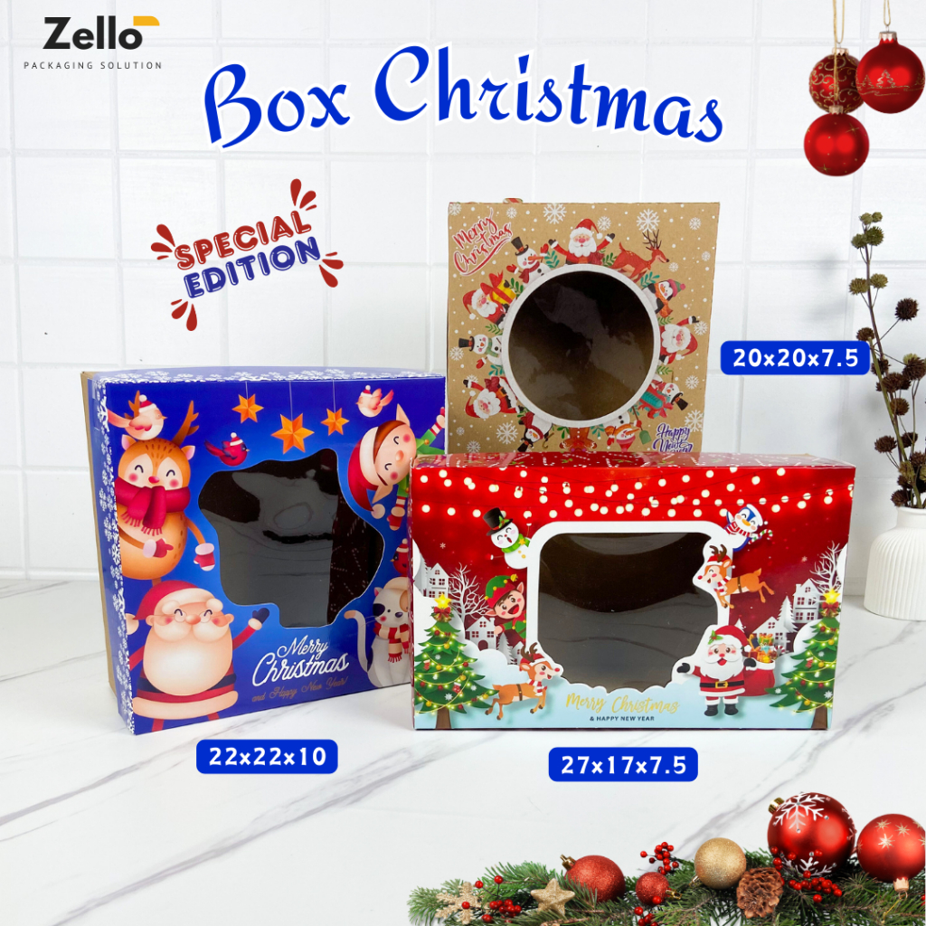 

Kotak Natal Box Christmas Dos Hampers Kue Kering Bolu Lapis DW 20x20x7.5 22x22x10 27x17x7.5 cm