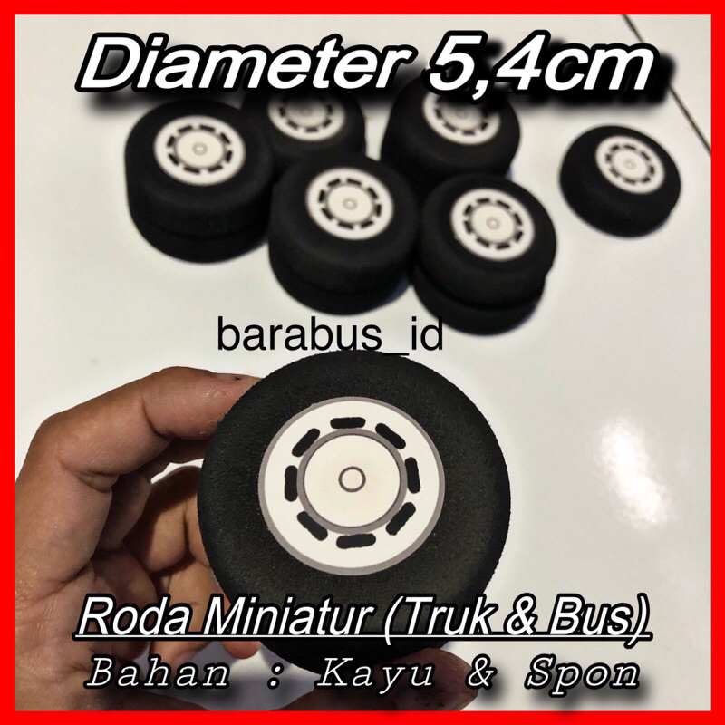 Roda Miniatur Truk Bus Dm 5,4cm (1set)