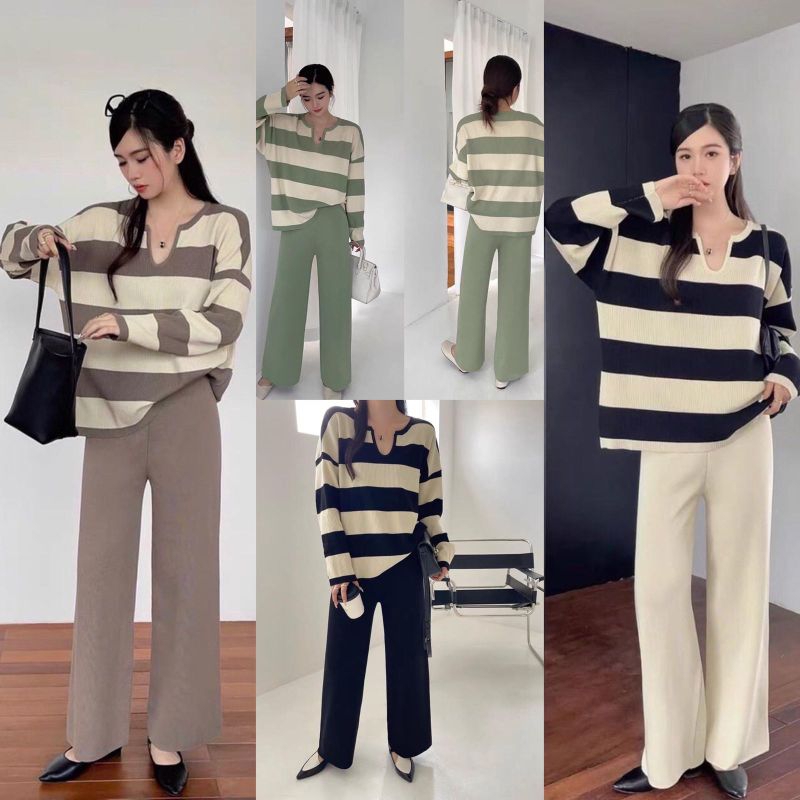 SET KNIT OVERSIZE IMPORT / SETELAN RAJUT SALUR IMPORT