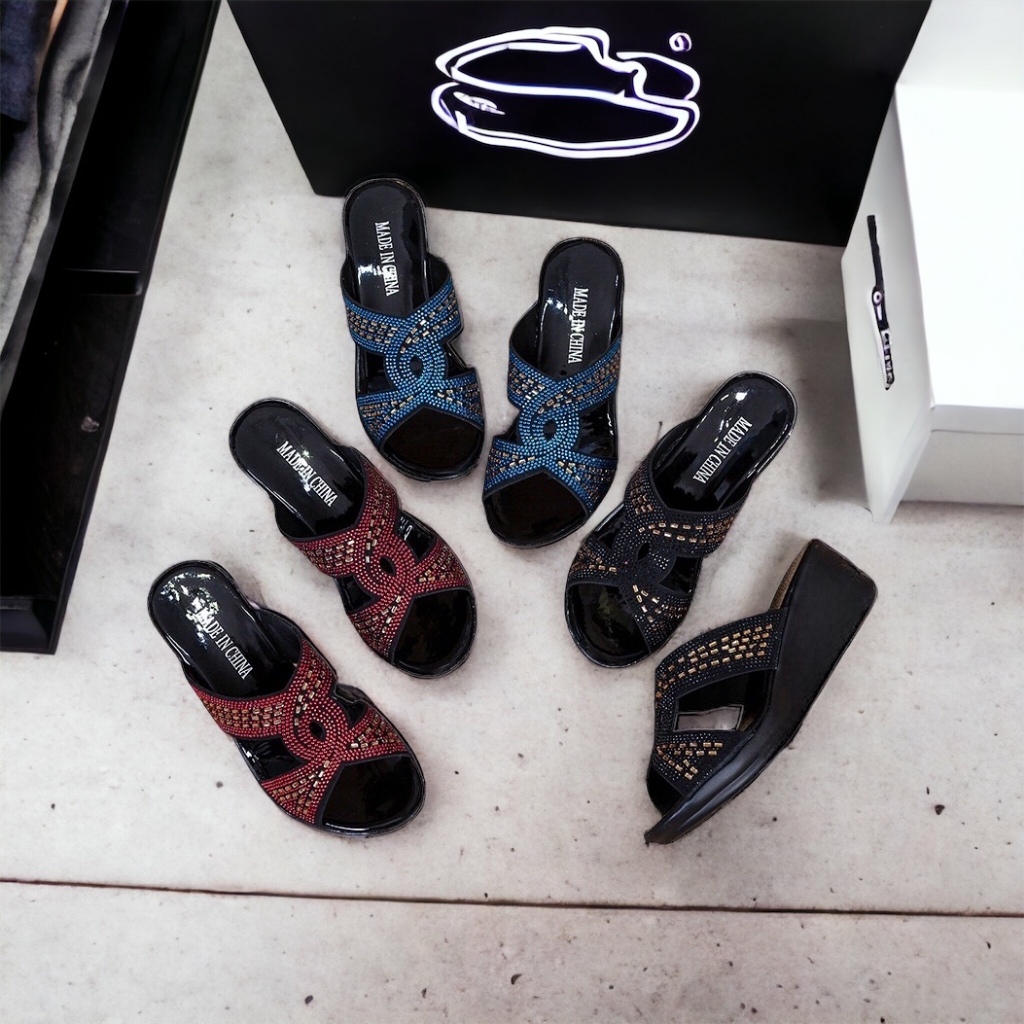 sandal wedges kekinian permata / sendal model calbi korea
