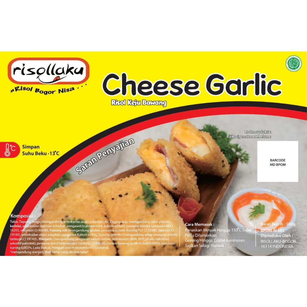 

RISOLES PREMIUM CHEESE GARLIC RISOLLAKU 450GR ISI 5PCS RISOL KEJU BAWANG PUTIH HALAL