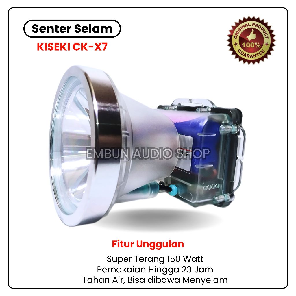 KISEKI Senter Kepala Selam CK-X7 / CK-X6 Bonus Kacamata Renang Senter Selam Super Terang 150 Watt / 