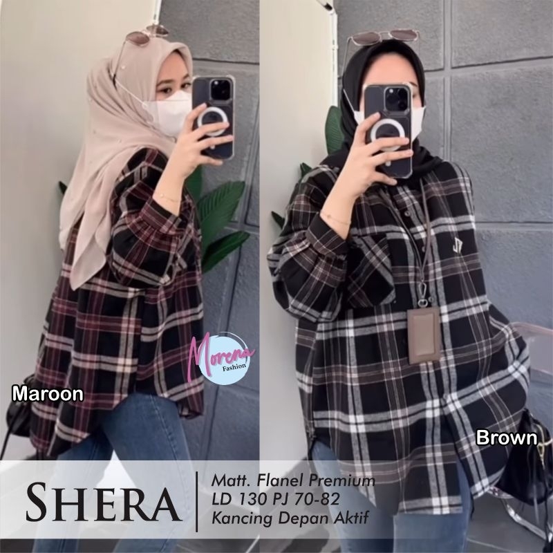 shera kemeja flanel wanita ori moca kemeja kotak kotak wanita kemeja wanita jumbo ld 130 xl xxl xxxl