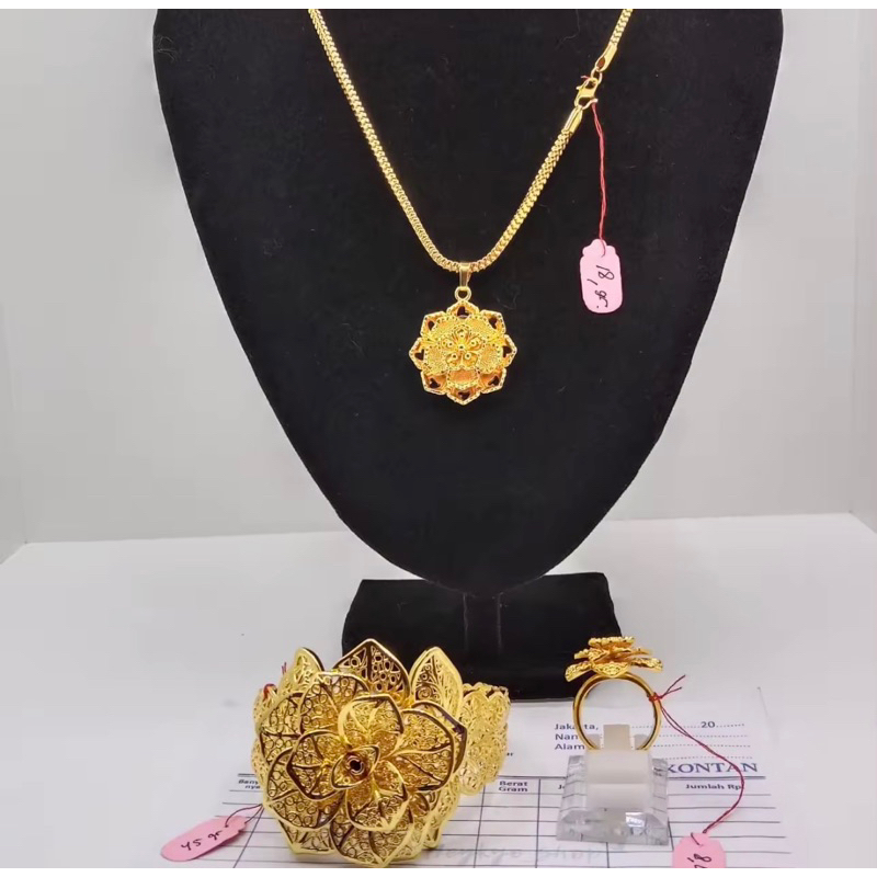 SET PERHIASAN TITANIUM DUBAI FULL KENDARI CANTIK