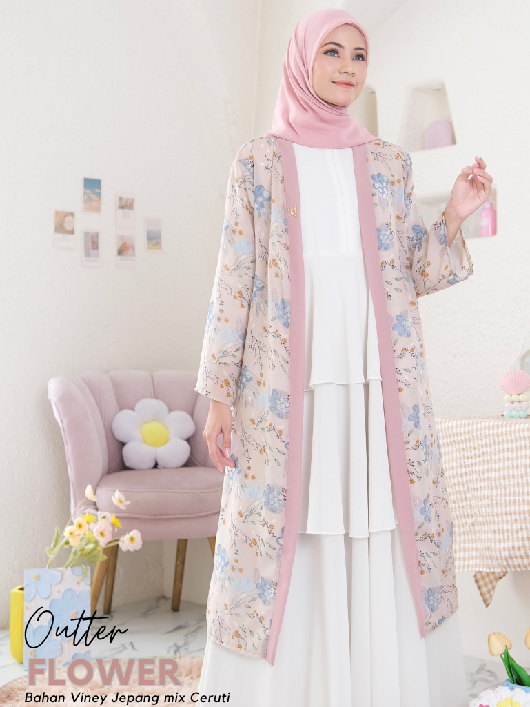 PROMO / BAHAN PREMIUM / Milyarda Long Outter Motif Outer Cardigan