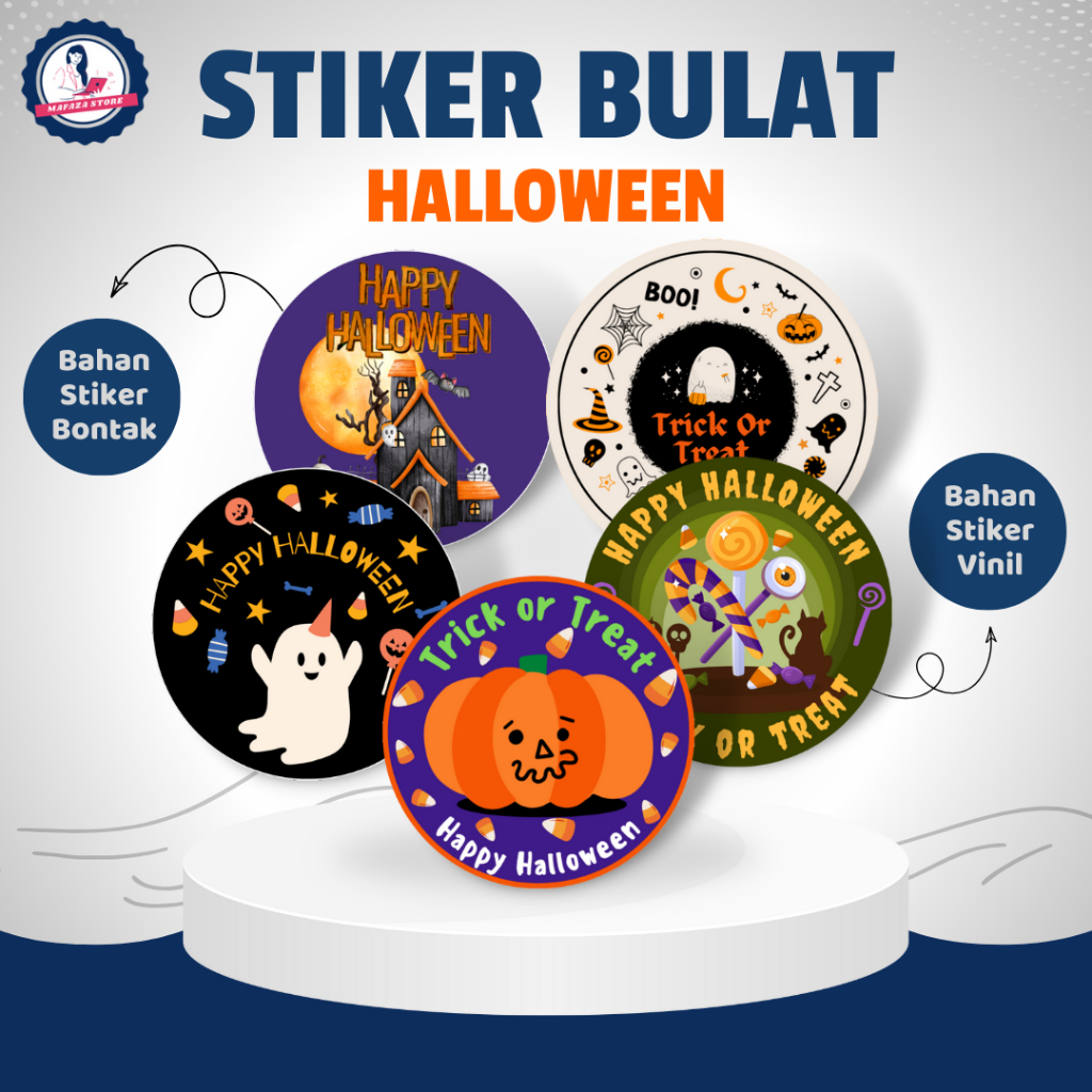 

Stiker Bulat Halloween / Label makanan hallowen / dekorasi event Hantu Sticker Pumpkin