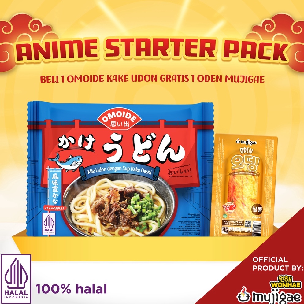 ⚡Cuci gudang⭐ Bundle MUJIGAE Anime Starter Pack / Udon / Mie Instan Kuah Rebus / Makanan Jepang Halal Instan / Mie Udon Halal / Odeng / Eomuk / Fish Cake / Makanan Cemilan Korea Instan Halal