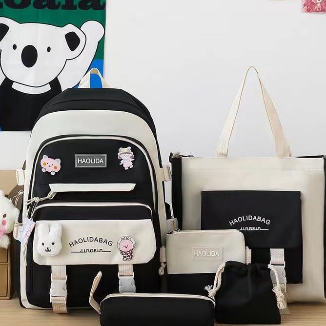 Diskon COD TAS RANSEL WANITA E6787 TAS RANSEL SEKOLAH 5IN1 TAS RANSEL BACKPACK RANSEL IMPORT TERLARI