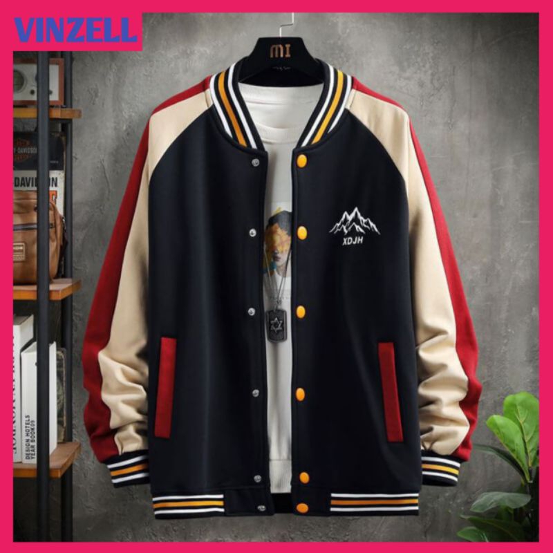 JAKET VARSITY BIG SIZE (S-6XL) JAKET BASEBALL KANCING BOMBER  LOGO XDJH OVERSIZED S M L XL 2XL 3XL 4